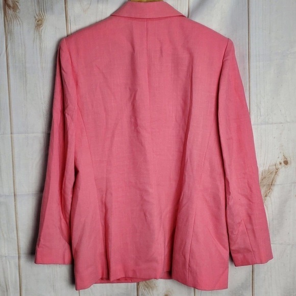 Vintage 90's Joan Leslie Bright Pink Button Down Blazer Jacket Size 12 - Picture 6 of 9